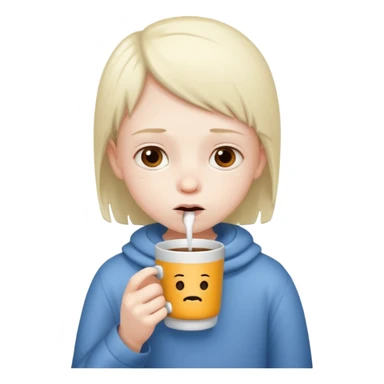 sick child drinking hot drink sticker