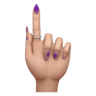 Delicate female Hand flipping the middle finger with purple stiletto nails,  only the middle finger up sticker