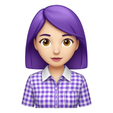 purple white gingham shirted woman sticker