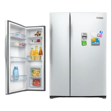 Double door fridge with tv sticker