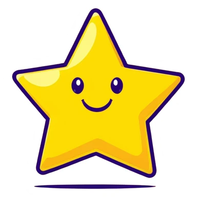 3D golden star with extra glitter and sparkle, smiling face, cartoon icon style, Pixar-inspired lighting, pastel yellow background sticker