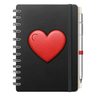 emo black notebook with a heart sticker sticker