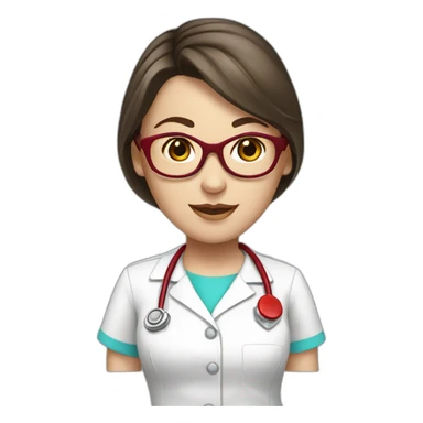 nurse white clothes brunette hair tail red glasses sticker