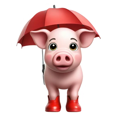 A pig in red rain boots wearing a kippah sticker