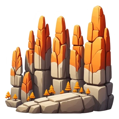 Stone Forest Yunnan limestone formations, simplified emoji style with bold outlines and bright colors, cartoon style tall rock formations sticker