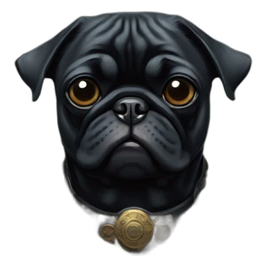 A cyberpunk black pug in Art Nouveau style during 1910 sticker