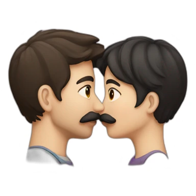 Kissing couple dark hair moustache sticker