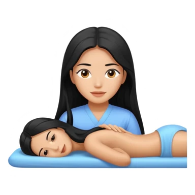 Philippines woman with long hair is getting a massage  sticker