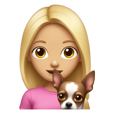 blonde girl with pink& dark brown chihuahua in her arms sticker