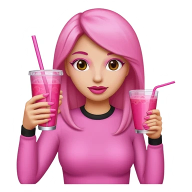 Can you make a baddie emoji with a pink drink and pink long nails? sticker