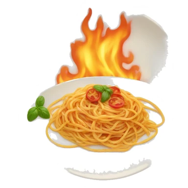 A plate of spaghetti on fire sticker