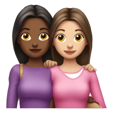 two pretty brunette girls holding a pink duck sticker