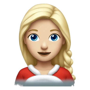 Girl as Santa, blue eyes, blond hair sticker