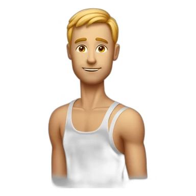 Long tall Dutch guy with short hair and big calves with drip t shirt sticker