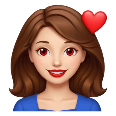 brownhaired woman with red lips and hearts in eyes sticker