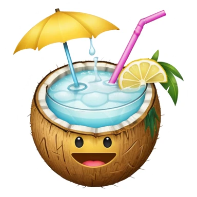 hawaii coconut drink with lemon sticker