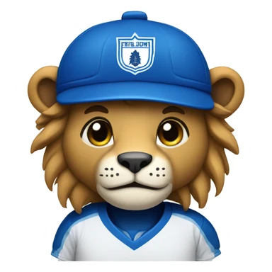 A lion in a hockey uniform in white and blue sticker