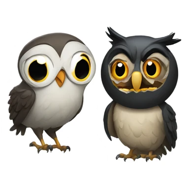 owl laughing at a crow sticker