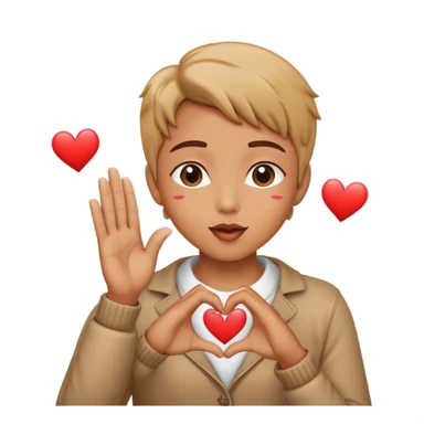 Parmaklarla kalp yaparken ortadan öpücük atmak sticker