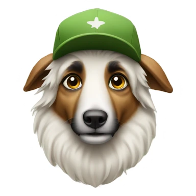 Aussie sheperd wearing a cap sticker