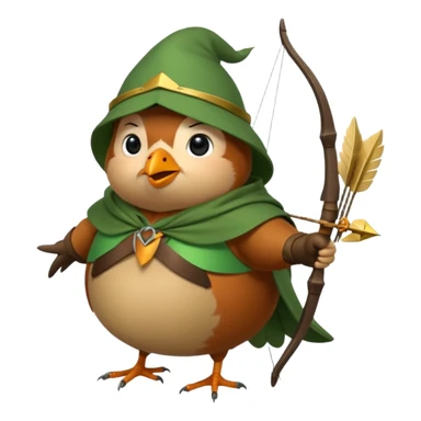 a cute and simple cartoon of a fat robin bird that is dressed like robin hood sticker