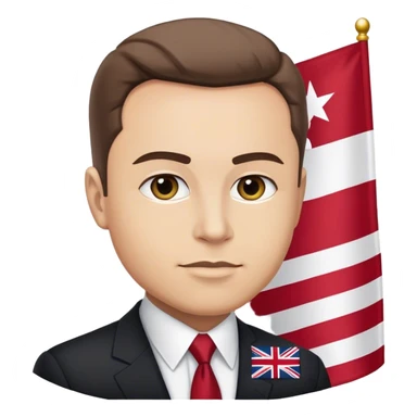 president Elon Amisk with flag in the background  sticker