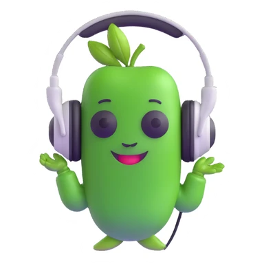 green pea wearing headphones sticker