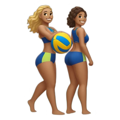 Slim-thicc caucasian twins playing volleyball on the beach sticker