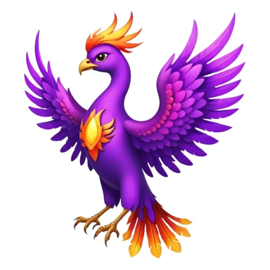 Magical purple phoenix bird with fire wings sticker