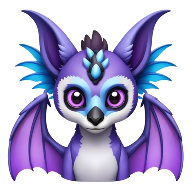 Lemur dragon hybrid face forward with wongs purple and blue sticker