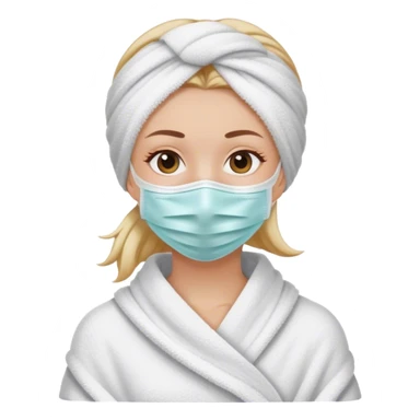 Chica Blanca con el pelo recogido con una toalla y una mascarilla  sticker