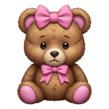 Sad Sleepy teddy bear wearing pink bow sticker