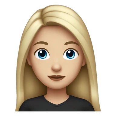 Girl with dark long hair, blue eyes, black top sticker