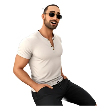 man on beach under sky sticker