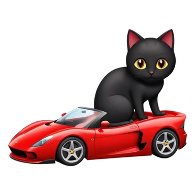 Black cat in a red sport car sticker