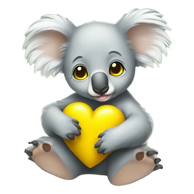Baby koala with yellow heart in its paws sticker