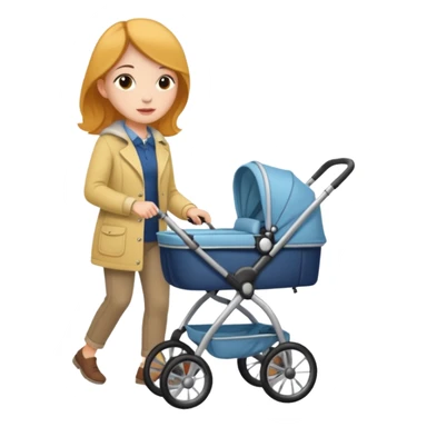 A woman with a stroller sticker