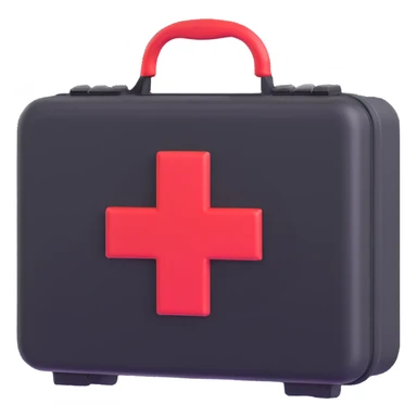 First aid kit with a red cross sticker