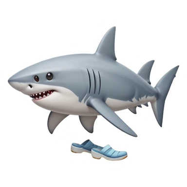 4 feet shark walking on the beach with shoes on sticker