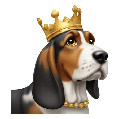 Bassett hound with crown sticker