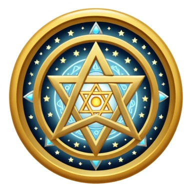 tetragrammaton, floating above a glowing circle, mystical and spiritual emoji sticker