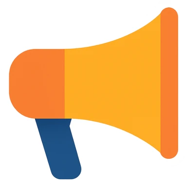megaphone in a clean, modern icon style, simple and easily recognizable, minimal details, suitable for use as an app icon or interface symbol sticker