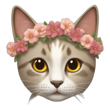 Cat with a flower crown  sticker