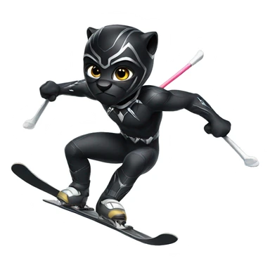 black panther skiing sticker