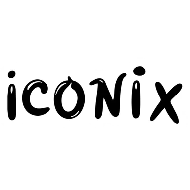 'ICONIX' text in hand drawn outlined icon style with no fill sticker