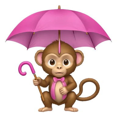 monkey with pink umbrella closeup view sticker