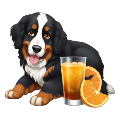 Bernese mountain dog having a aperitif sticker