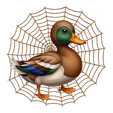 A duck stuck in spider webs  sticker