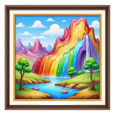 melting rainbow paint renaissance landscape sticker
