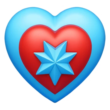 A blocky geometric red 3D heart with a glowing blue star inside sticker